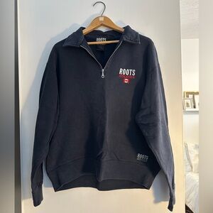 Women’s Roots Navy Quarter Zip Sweater